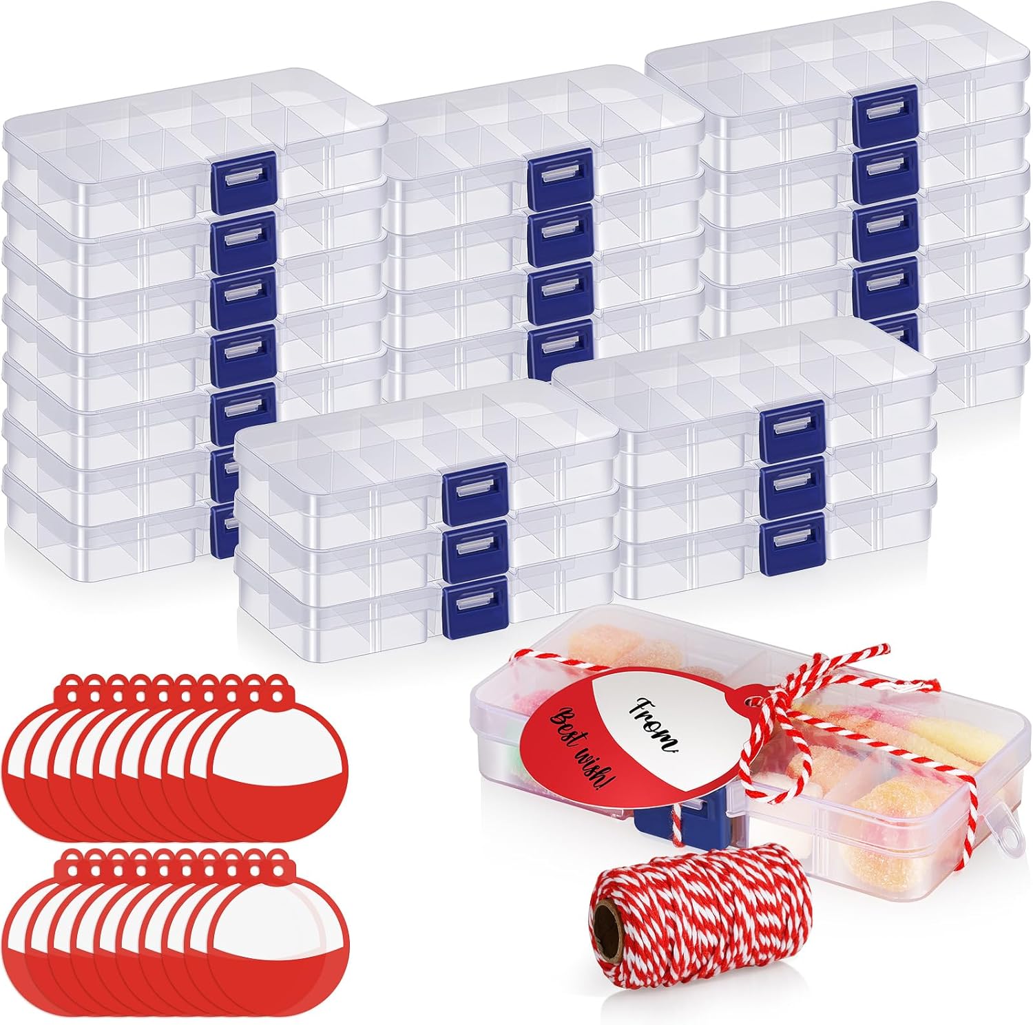 25 Pcs Fishing Candy Tackle Boxes Party Favors Small Tackle Box with Fishing Bobber Cards for Fishing Theme Decorations (25)