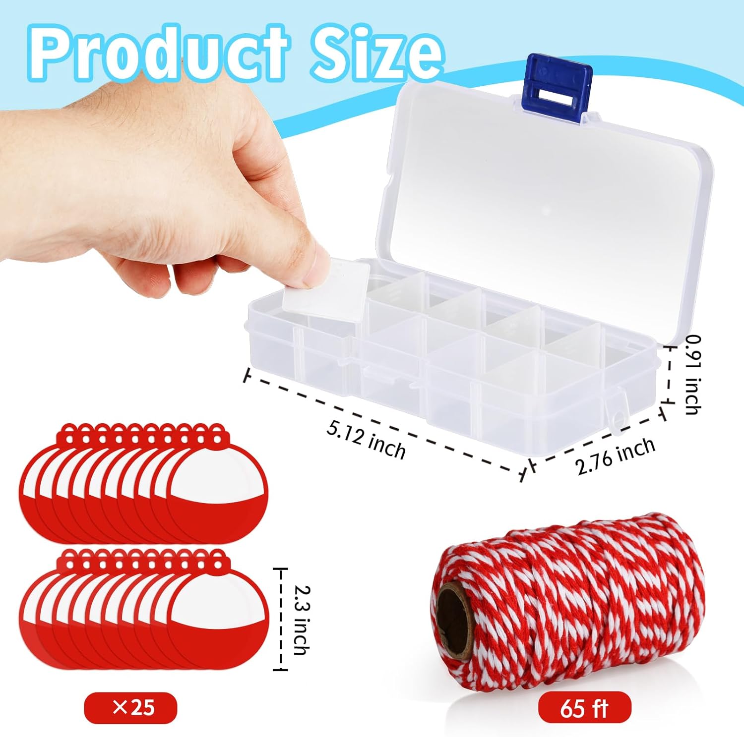 25 Pcs Fishing Candy Tackle Boxes Party Favors Small Tackle Box with Fishing Bobber Cards for Fishing Theme Decorations (25) - Image 2