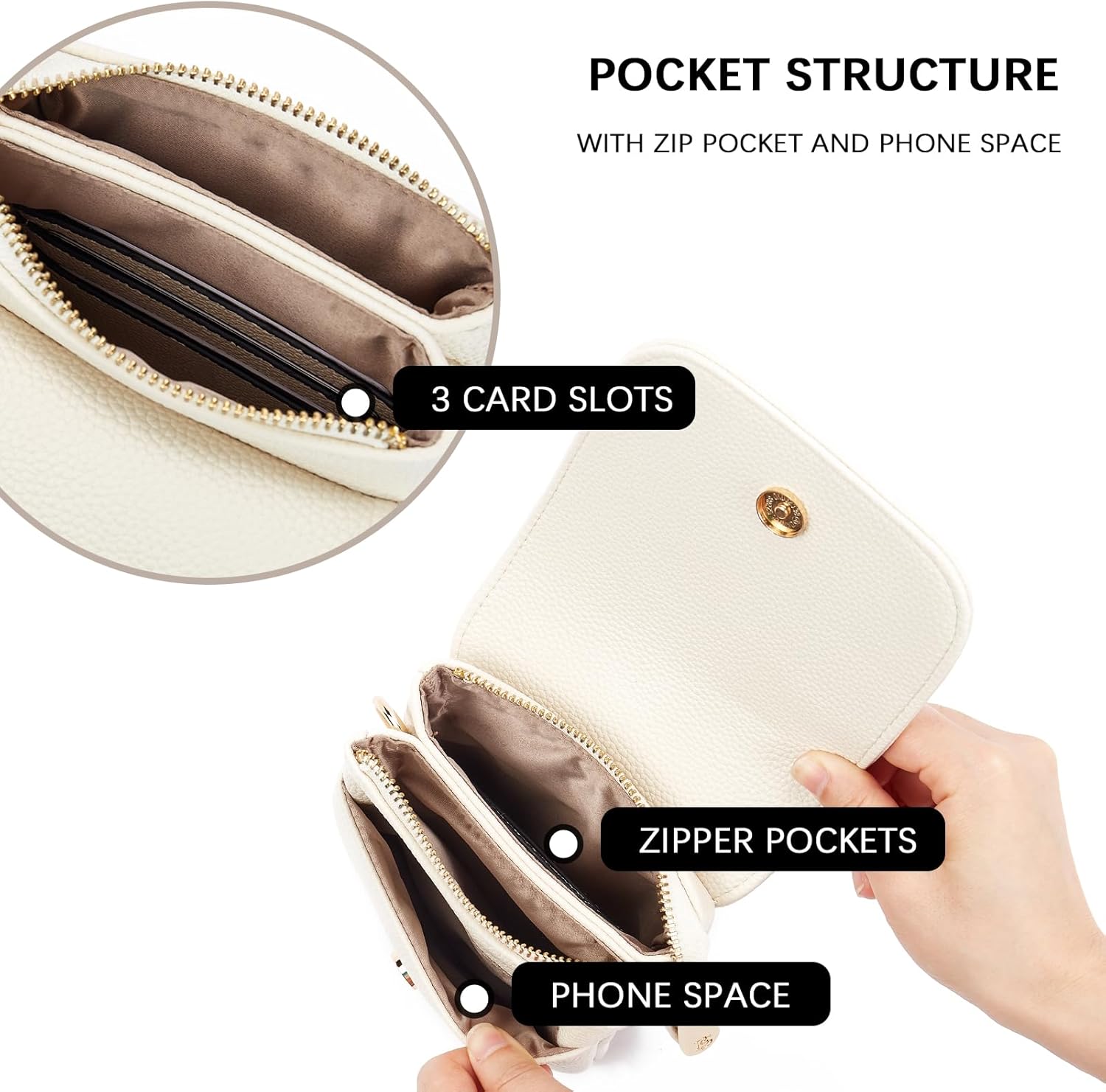 Vegan Leather Small Crossbody Bags for Women Designer Cell Phone Bag Wallet Purses Adjustable Strap - Image 4