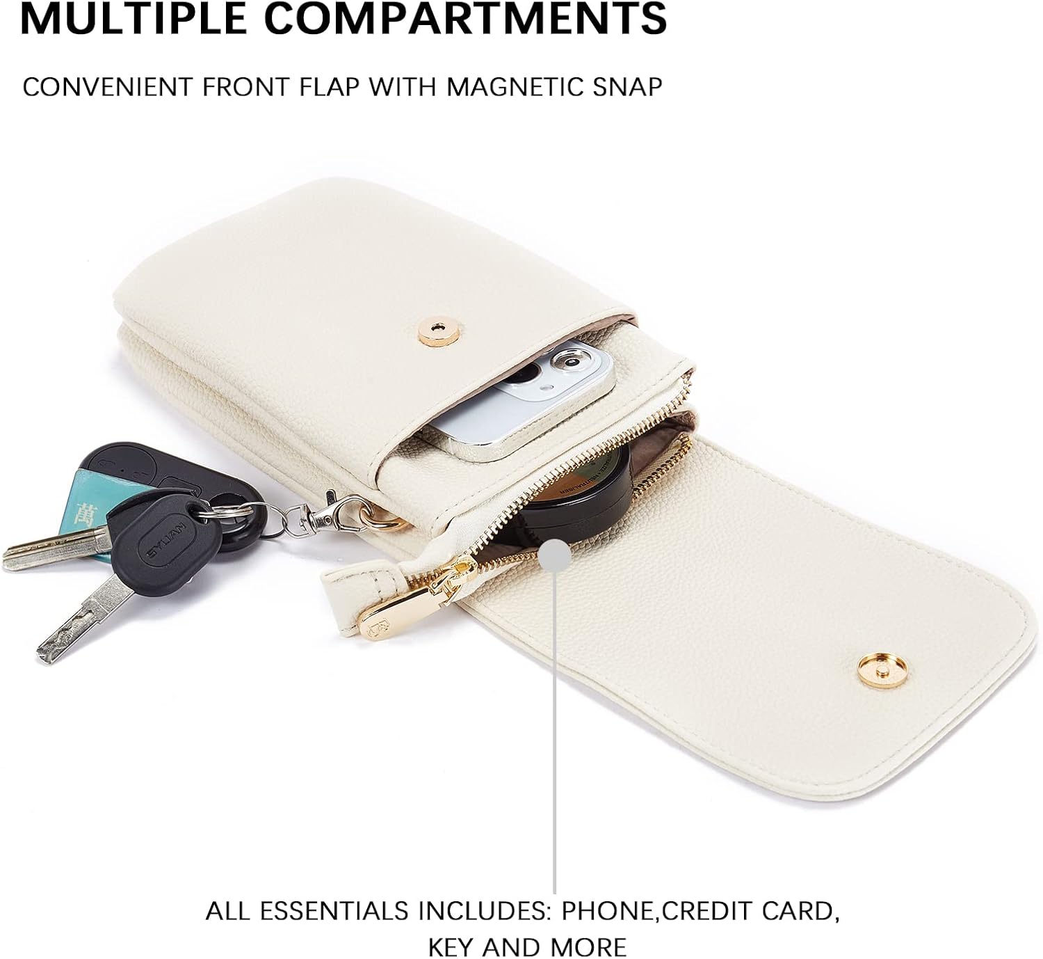 Vegan Leather Small Crossbody Bags for Women Designer Cell Phone Bag Wallet Purses Adjustable Strap - Image 5