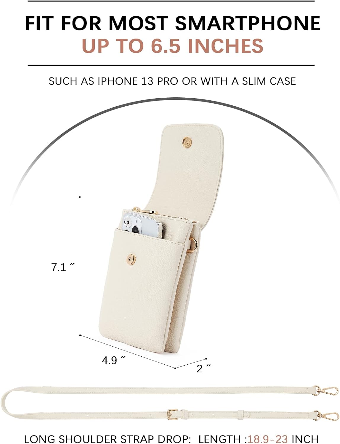 Vegan Leather Small Crossbody Bags for Women Designer Cell Phone Bag Wallet Purses Adjustable Strap - Image 6