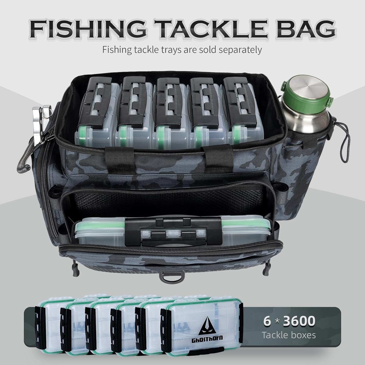 Ghosthorn Fishing Tackle Bags Salt Water Resistant Tackle Box Bag -large capacity tackle storage - Image 3