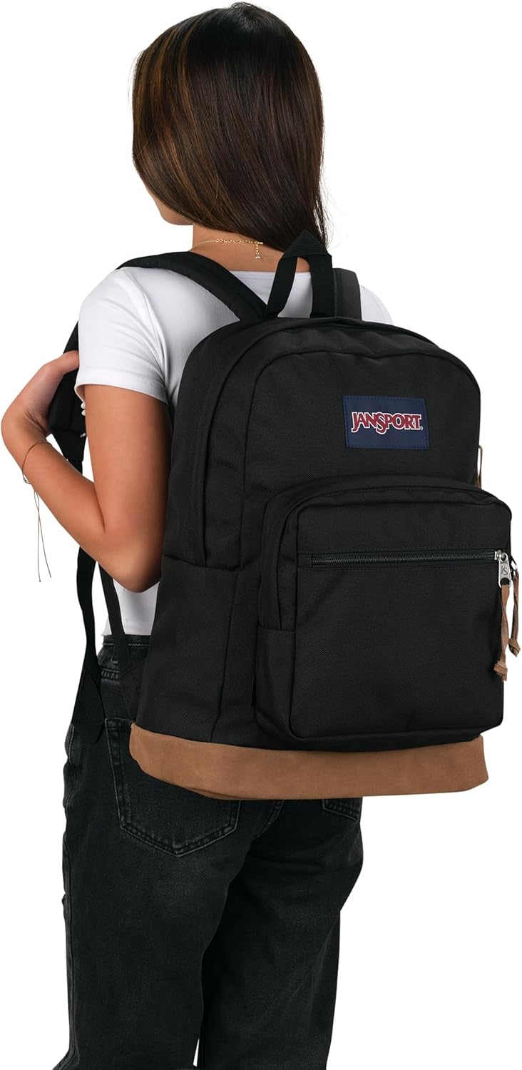 JanSport Right Pack Backpack - Durable Daypack with Padded 15" Laptop Sleeve, Spacious Main Compartment & Integrated Water Bottle Pocket - Black - Image 6
